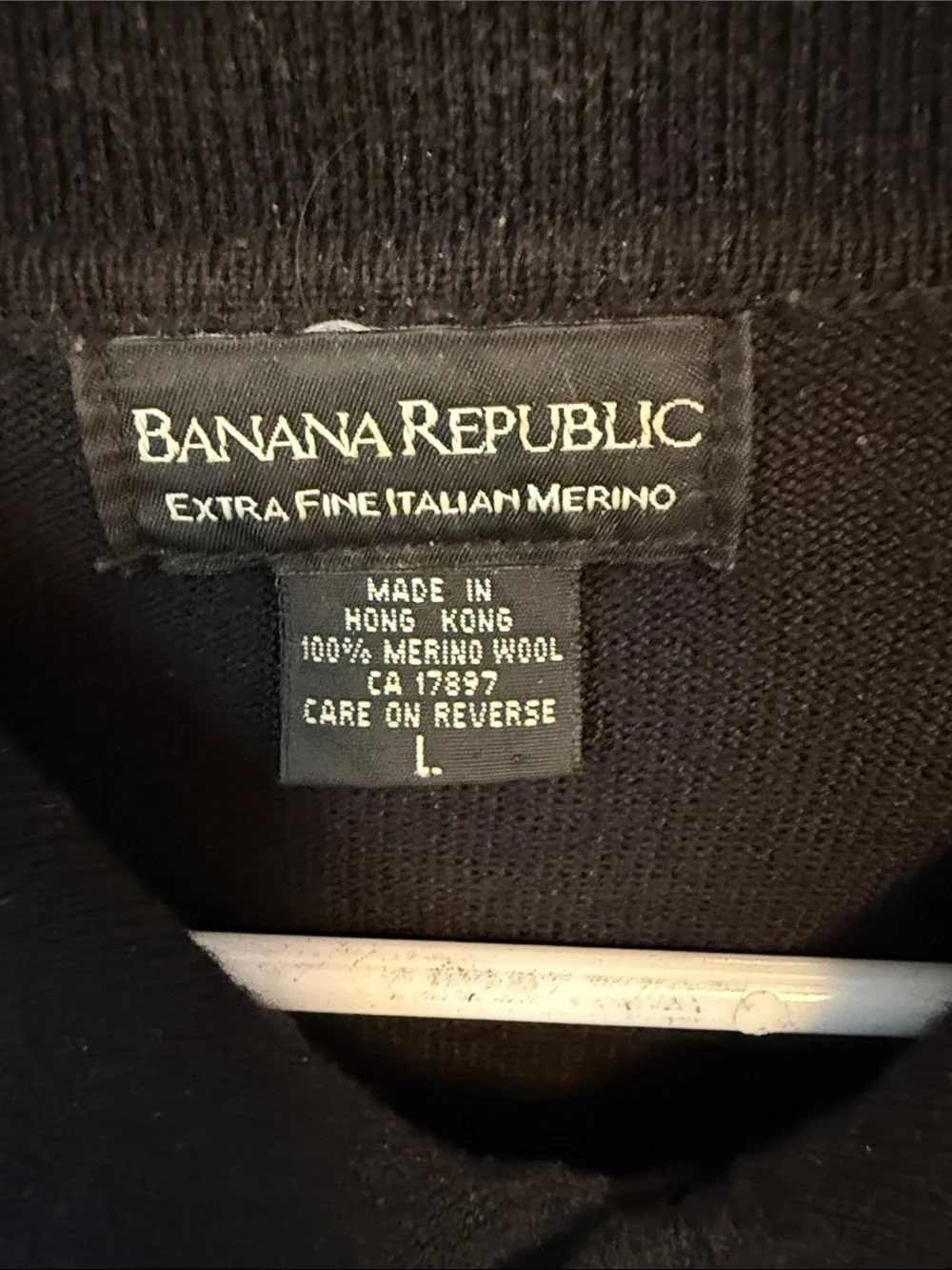 Banana Republic Men's Black Long-Sleeve Polo Knit Sweater